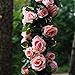 Houda Vintage Artificial Fake Silk Flowers Rose Garland Plant Vine Home Garden Wall Wedding Decor 2 PCS (Pink)