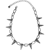 tenghong2021 Punk Spike Chokers Goth Necklaces Mens Chain Choker Collar Punk Streetwear Handmade Adjustable Vintage Rivet Jewelry for Women Girls Choker