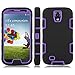 Galaxy S4 Case, EC™ 3in1 Hybrid High Impact Armor Case Defender Shockproof Combo Case for Samsung Galaxy S4 IV i9500 with Screen Protector and Stylus (Purple/Black)