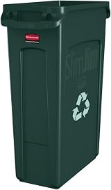 Rubbermaid Commercial Vented Slim Jim 87 Litre Green Recycling Bin FG354007GRN view 1