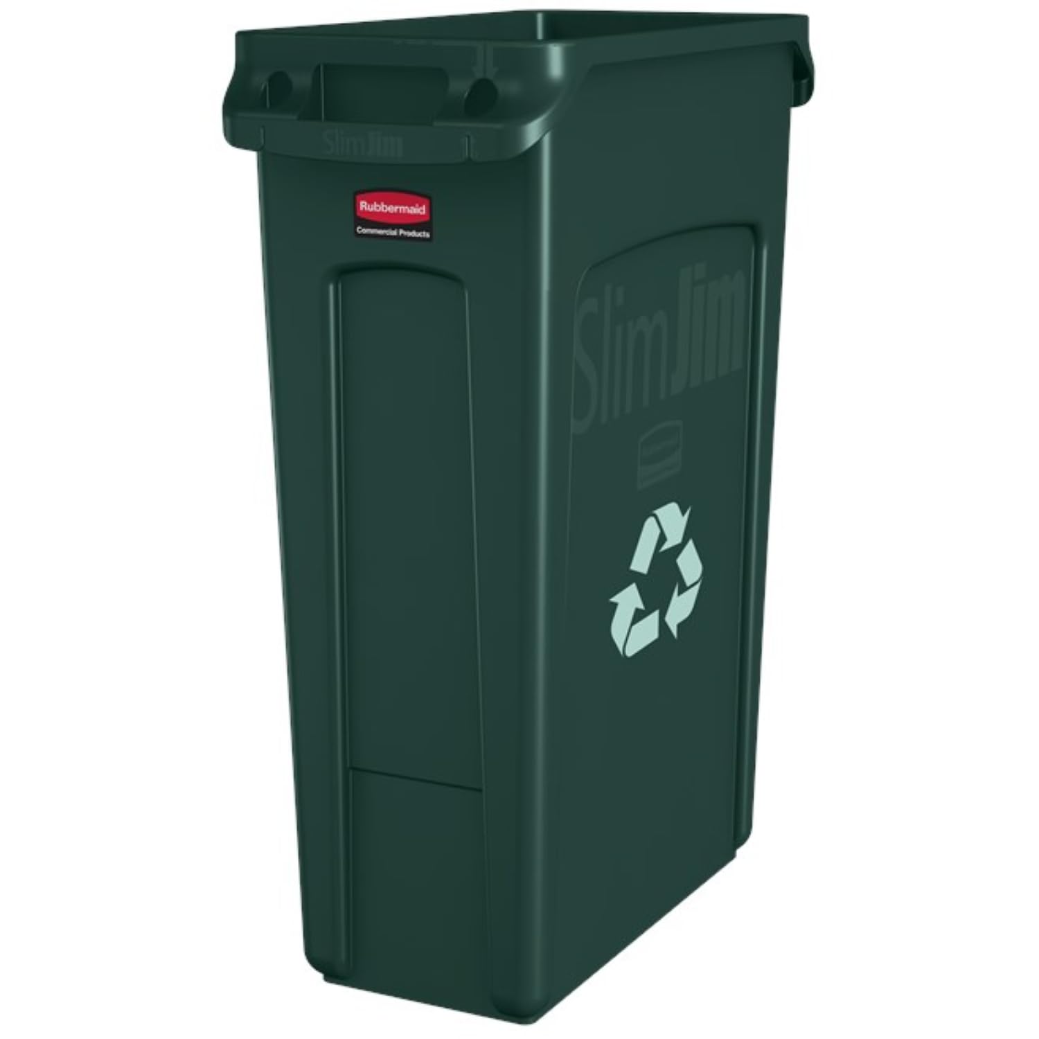 Rubbermaid Commercial Products Vented Slim Jim Waste Receptacle Bin 87 Litre Green Recycling FG354007GRN