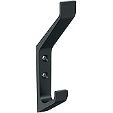 Amerock H37003MB | Emerge Double Prong Decorative Wall Hook | Matte Black Hook for Coats, Hats, Backpacks, Bags | Hooks for Bathroom, Bedroom, Closet, Entryway, Laundry Room, Office