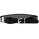 CTM Kids' Striped Elastic Stretch Belt with Buckle