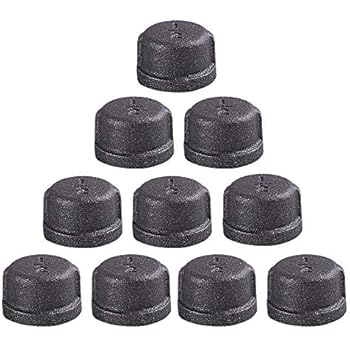 GOOVI 1/2 Inch Malleable Cast iron Pipe Cap, DIY Retro Furniture Threaded Pipes and Fittings, 10 Pack 1/2 Inch Pipe Cap.