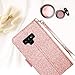 BENTOBEN Compatible with Galaxy Note 9 Wallet Case, Sparkly Glitter Girls Women Flip PU Leather Credit Card Holder Cash Pockets Wristlet Protective Shockproof Case for Samsung Galaxy Note 9, Rose Gold