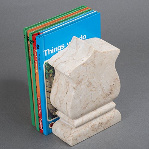 Creative Home 74701 Genuine Champagne Marble Stone Fleur De Lis Style Bookend Set