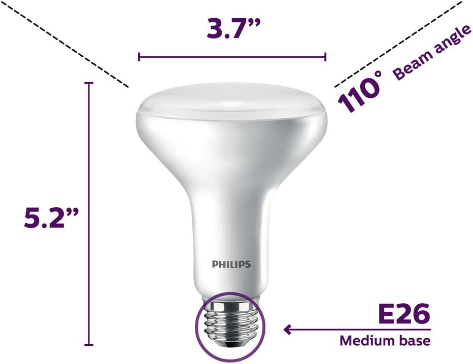 Philips LED Flicker-Free Dimmable BR30 Indoor Light Bulb, EyeComfort Technology, 650 Lumen, Soft White Light (2700K), 11W=65W, E26 Base, 12-Pack: Home Improvement
