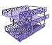 EasyPAG 3 Tier Desk Tray Carved Hollow Flower Pattern Design Triple Letter Tray,Purple