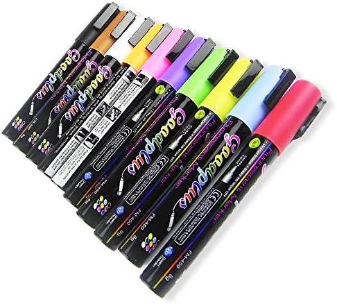 Cute Chalk Marker | 10 pcs Colorful Liquid Chalk Markers with Non-Toxic Dual Reversible Tips | 6 mm Erasable Permanent Markers for Whiteboard Chalkboard Glass Window LED | 1003