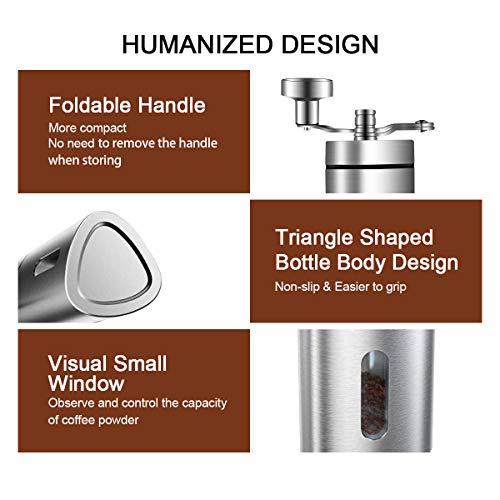 Allen Neue manuelle Kaffeemühle mit Upgrade - Handkaffeemühlen aus Edelstahl mit verstellbarem Keramikgrat… – Bild 3