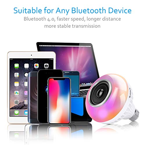 ICATSUP RGB LED Speaker Light Bulb, Color Changing Light Bulb with Bluetooth Speaker, 6W LED Bulb wi - //coolthings.us