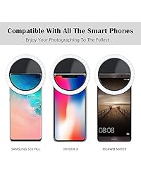 GLOUE Selfie Light Ring Led Circle Clip-on Selfie Fill Light with 36 Led Bubbles USB Rechargeable Portable for iPhone, Smart Phones, Pads, Makeup Mirrors (Black, 1 Pack)