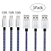 iPhone Charger Chamfind,iPhone Lightning to USB Cable (3Pack 10FT) Syncing and Charging Cord for iPhone 7,iPhone6,6s, 6 Plus,6s Plus, iPhone 5 5s 5c,SE, iPad Air, iPod,iPod (BlueWhite)