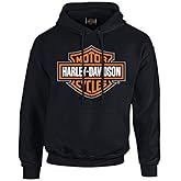 Harley-Davidson Men's Orange Bar & Shield Navy Pullover Sweatshirt 30291742
