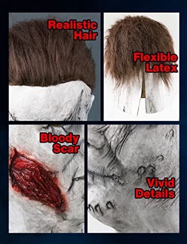 Michael Myers Mask Halloween, Horror Mike Myers Face Mask Latex, Scary Adult Halloween Mask Costume for Men