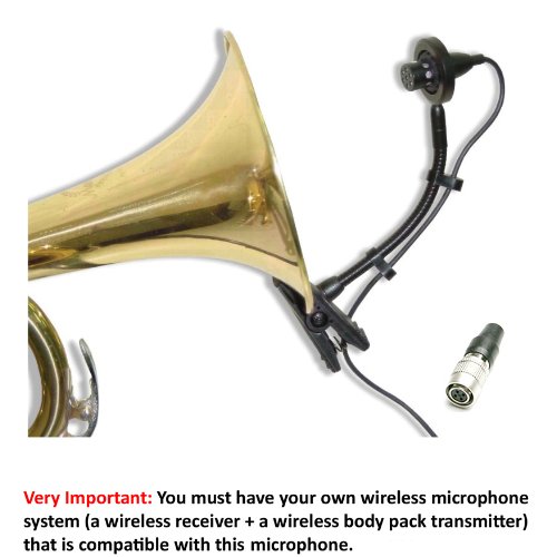 AV-JEFE PMM22 Professional Wind Instrument Microphone for Audio-Technica Wireless Systems_with Mini Shock Mount Holder; Great for Horns, Trumpets, Clarinets, Saxophones, and Drums