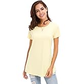 Sawesy Women's Cotton T-Shirts Short Sleeve Loose Comfy Basic Plain Tunic Tee
