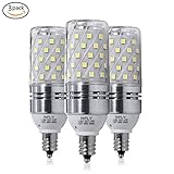 E12 LED Bulbs, 12W LED Candelabra Bulb 80 Watt Equivalent, 1080lm, Decorative Candle Base E12 Corn Non-Dimmable LED Chandelier Bulbs, Cool White 6000K LED Lamp, Pack of 3