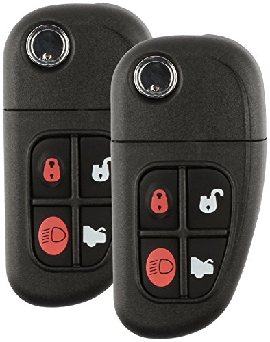 Discount Keyless Remote Entry Replacement Uncut Flip Key Fob For Jaguar XJ8 S-Type X-Type NHVWB1U241 (2 Pack)