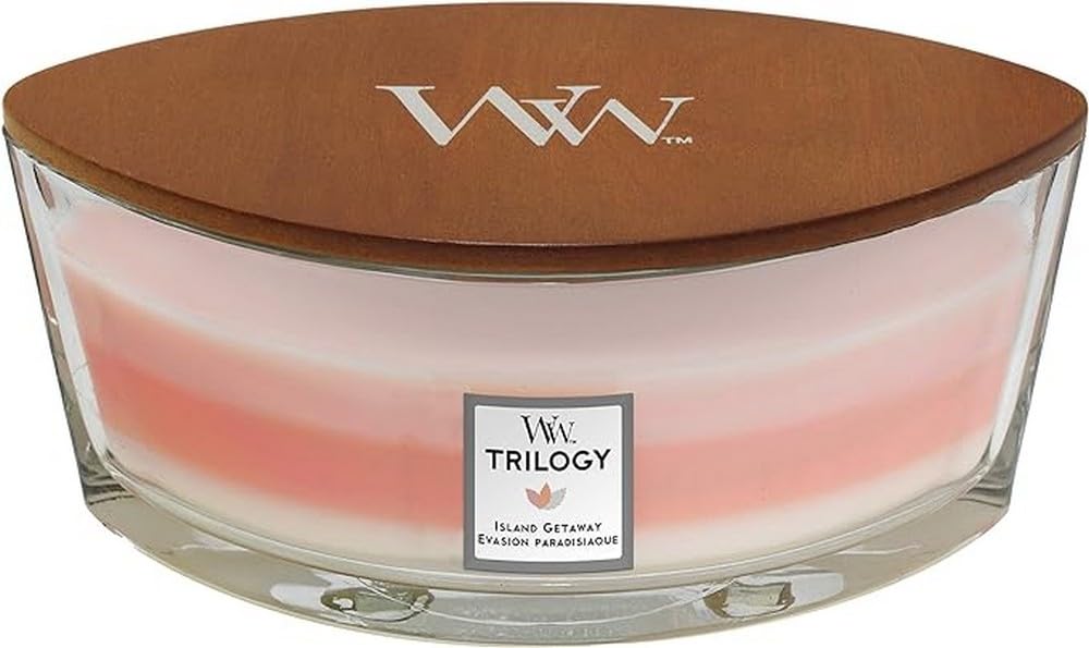 Woodwick Ellipse Trilogy Scented Candle with Crackling Wick - Island Getaway - Up to 50 Hours Burn Time