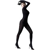 RUIBAVYA Women's Bodystocking Long Sleeve Full Body Bodysuit Includes Five Finger Glove Body Stockings Velvet 120D Jumpsuit