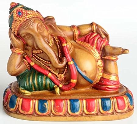 Ganesha Ganapati Ganesh Lying Down Statue Made of Resin 8 cm Painted:  Amazon.co.uk: Kitchen & Home