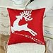 CaliTime Pack of 2 Soft Canvas Throw Pillow Covers Cases for Couch Sofa Home Decoration Christmas Holiday Reindeer with Stars Print 18 X 18 Inches Christmas Red