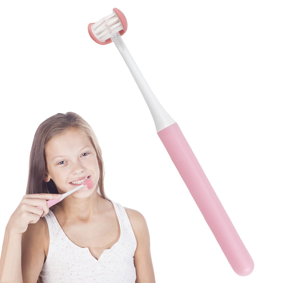 ZJIVQO 3 Sided Toothbrush 3- Sided Manual Toothbrush Soft Toothbrush Large Angel Teeth Care Brush U- Shaped Three Bristle Travel Toothbrush for Adult Kid Teeth Care