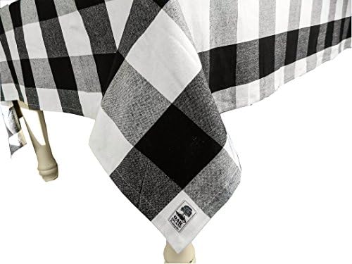 Buffalo Check Tablecloth - Large 106โ Length 74โ Width Rectangle for Dining Room Tables - Made with Heavyweight 100% Cotton - Washes Well - Highly Durable