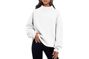 Oversized Mock Neck Sweatshirt Womens Turtleneck Pullover Baggy Fleece Hoodless Sweater Tops Fall Fashion Preppy Outfits