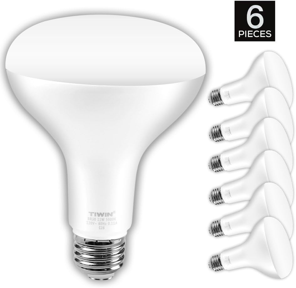 TIWIN BR30 LED Light Bulb, 65 Watt Equivalent, 5000K Daylight, 920lm Super Bright, NonDimmable Flood Light Bulb, UL Listed - 6 Pack