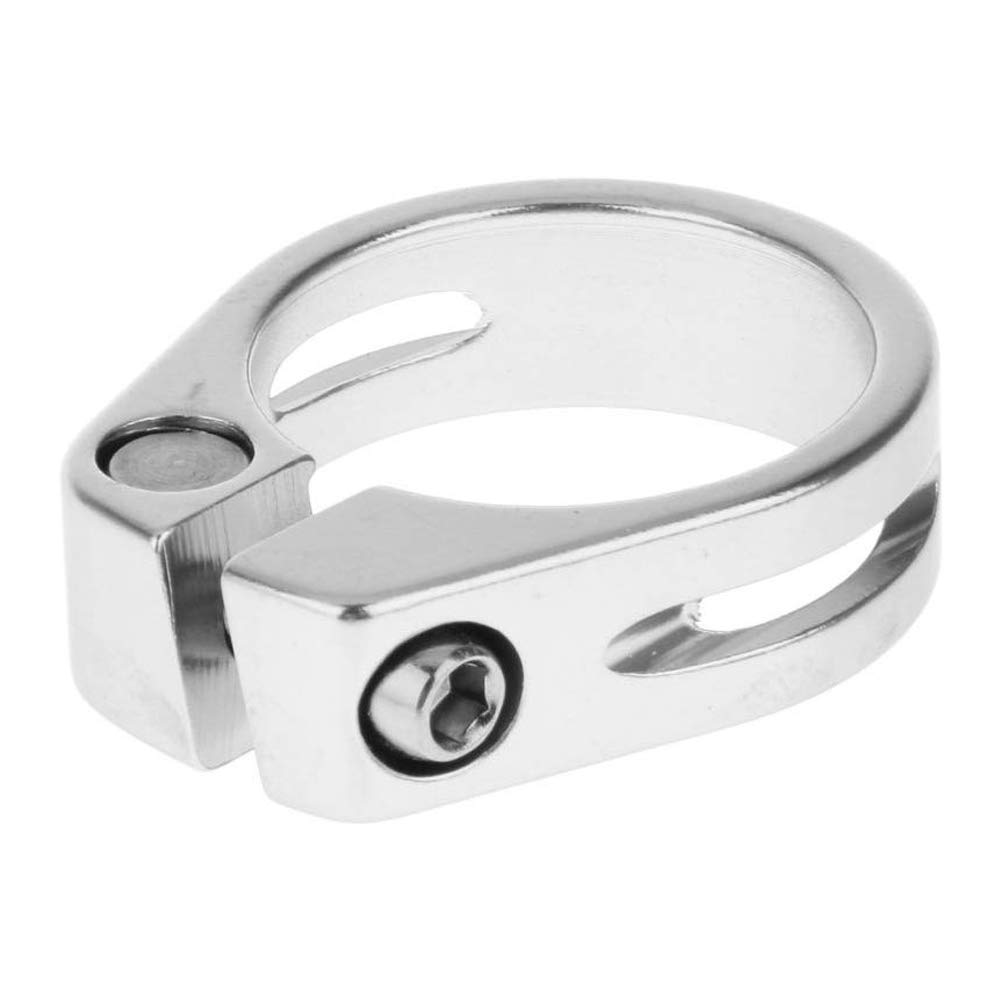 VOANZO 2 PCS MTB Bicycle Seat Tube Clamp 31.8 Aluminium Alloy Mountain Road Bike Seatpost Seat Post Clamp Tube Clip (Sliver)