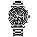 NIBOSI Men's Watches Luxury Sports Military Tachymeter Chronograph Waterproof Quartz Wristwatches Black Color