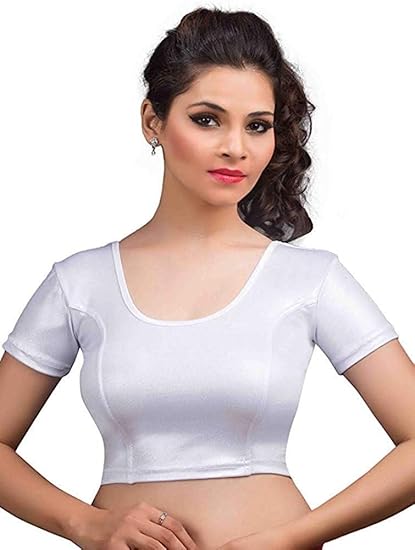  Womens Cotton Lycra Stretchable Readymade Short Sleeve Lycra Saree Blouse/Readymade Designer Blouse For Women Ladies