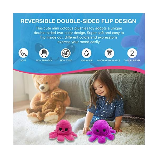 Octopus Plushie Reversable, Double-Sided Flip Reversible Octopus Plush, Soft like Squishmallow Plushies, Stuffed Octopus…