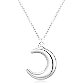 Rnivida Moon Pendant Necklace for Women Stainless Steel Minimalist Moon Jewelry with Adjustable Chain 18''
