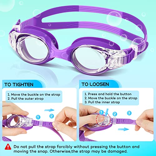 JATEKA Gafas de Natación para Niños, Adecuadas y Cómodas Gafas de Natación con Clip de Nariz Enchufe de Oído, Antiniebla Sin Fugas Gafas Natación Ajustable para Niños de 4 a 14 Años