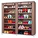 TXT&BAZ 36-Pairs Portable Shoe Rack Double Row with Nonwoven Fabric Cover (7-Tiers Brown)