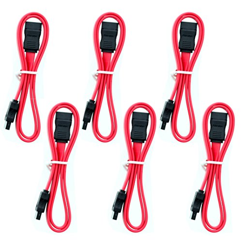 Aleratec SATA Data Cable 2.0 20in Serial ATA Straight Connector 6-Pack Combo