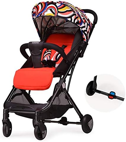 Airplane Stroller for Baby Infant Toddler, Lightweight Compact Travel Stroller/Pram/Pushchair up to 3 Years Old-Stable Stroller Frame with Basket Organizer, Adjustable 5-Point Safety Harness, Red