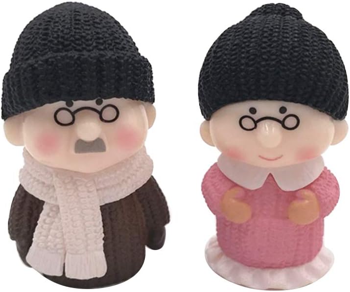 shyymaoyi Miniature Garden Ornaments,Grandpa Grandma DIY Garden Dollhouse Ornament Random Color