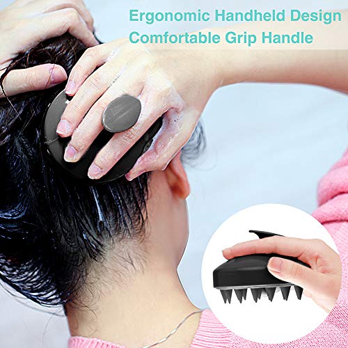 Hair Scalp Massager Shampoo Brush, MATOW Silicone Scalp Massage Brush Scalp Care Comb for Men, Women and Pet (BLACK) - Thumbnail 2