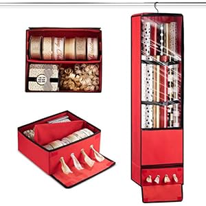 ZOBER Exclusive Hanging Gift Wrap Organizer with Plastic Cover, Convenient Drawer Ribbon Organizer, Durable Construction