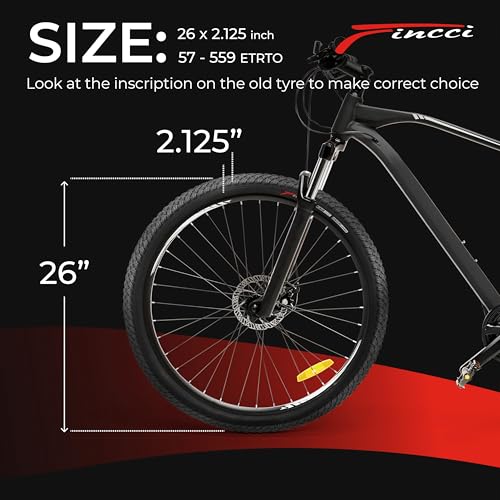 Fincci MTB Tyres 26 x 2.1 Inches 57-559 Pair Folding Bike Tyres 26 with 2 x Air Cameras Presta Valve for Mountain Bike, Racing Bike, Electric Bicycle – Pack of 2