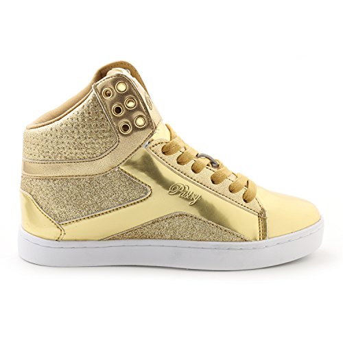 gold dance sneakers