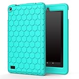 MoKo Case for Fire 7 2015 - [Honey Comb Series] Light Weight Shock Proof Soft Silicone Back Cover [Kids Friendly] for Amazon Fire Tablet (7 inch Display - 5th Gen, 2015 Release Only), Mint GREEN