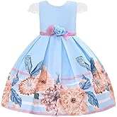 Cosplay Life Elegant Flower Glown Dress for Girls Young Adult Fashion Bow Flower Kids Party Festival Ages 5-9 Years Old