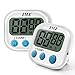 Digital Kitchen Timer, Magnetic Backing & Standing & Hanging for Placement, 2 PCS Pack Kitchen Clock Set for Cooking Baking Sports Games Office Facial, Big Digits Loud Alarm Minute Second Countdown