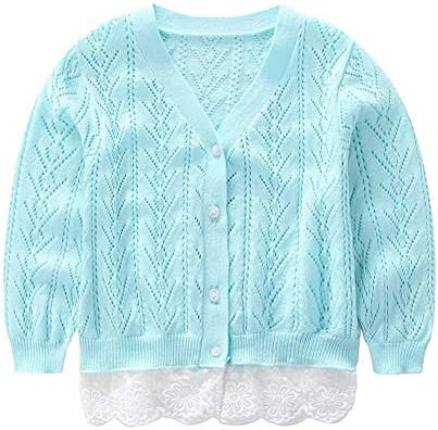 キッズ カーディガン 女の子 コート 長袖カーデ 春秋 前開き お出かけ 無地 重ね着 割り引き レース裾 オシャレ ニート