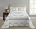 MODERN HEIRLOOM Heather Embroidered Bedspread - Lightweight Breathable All Seasons Bedding, Queen, 102x118, Blue/White